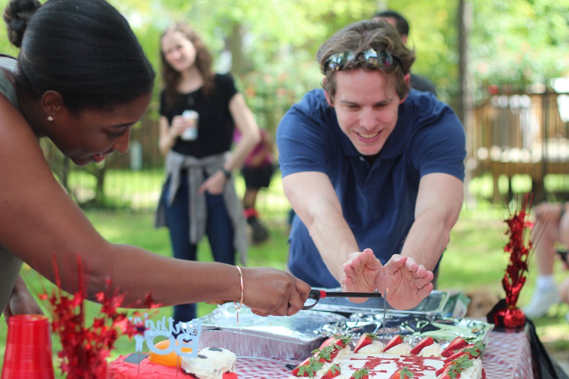 trying to light the candle!